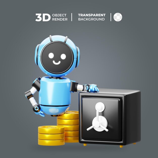 PSD robot 3d z pudełkiem do zapisywania