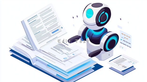 robot analyzing data from open book