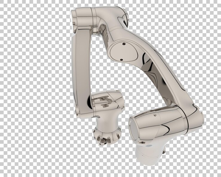 PSD robot arm isolated on transparent background 3d rendering illustration