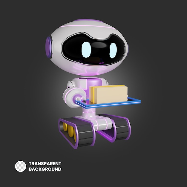 PSD robot automation delivery package 3d render ai robot illustration