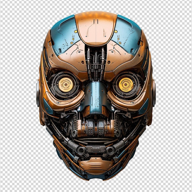 PSD robot face isolated on transparent background