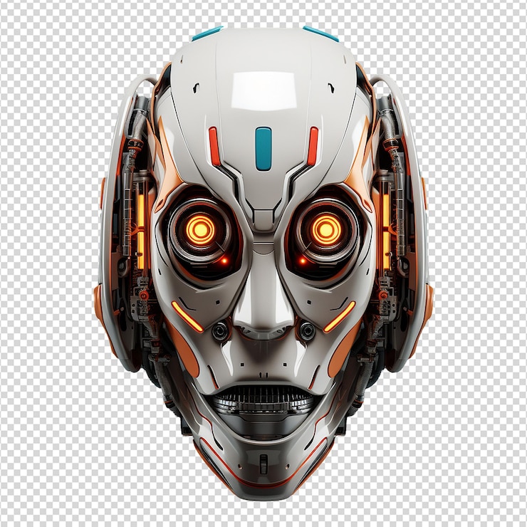 PSD robot face isolated on transparent background