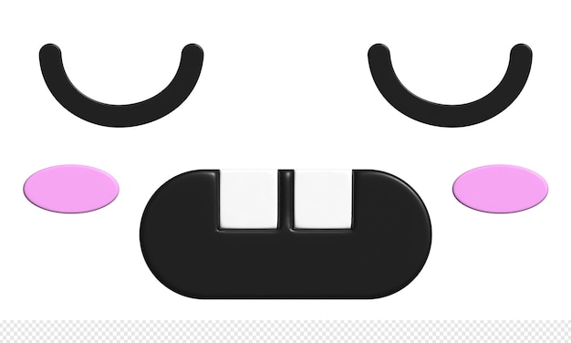 A robot face with pink eyes and pink eyes.