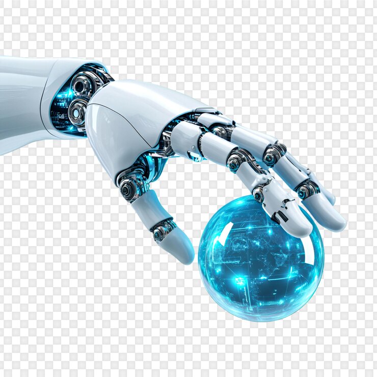 PSD robot hand holding a futuristic sphere