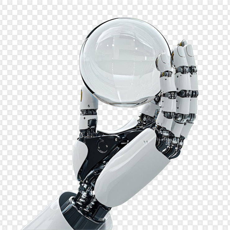 PSD robot hand holding a transparent sphere