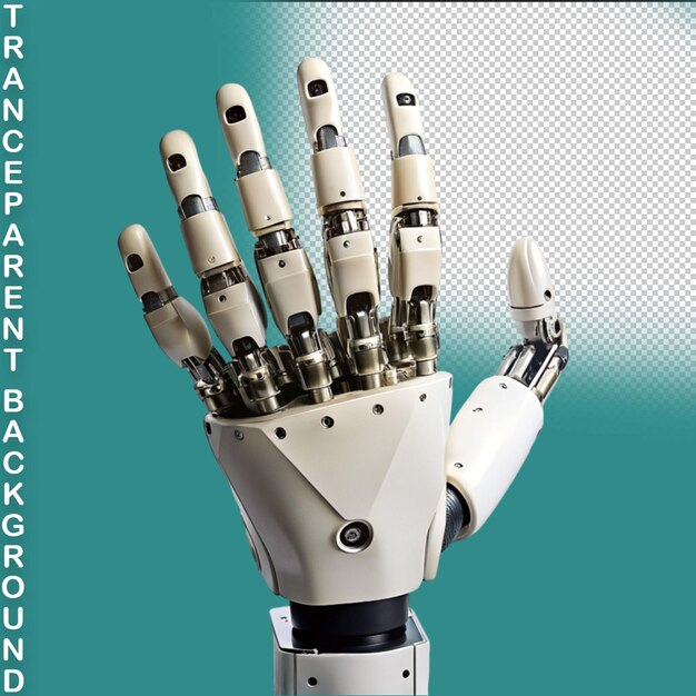 PSD robot hand showing background 3d ai technology side view on transparent background