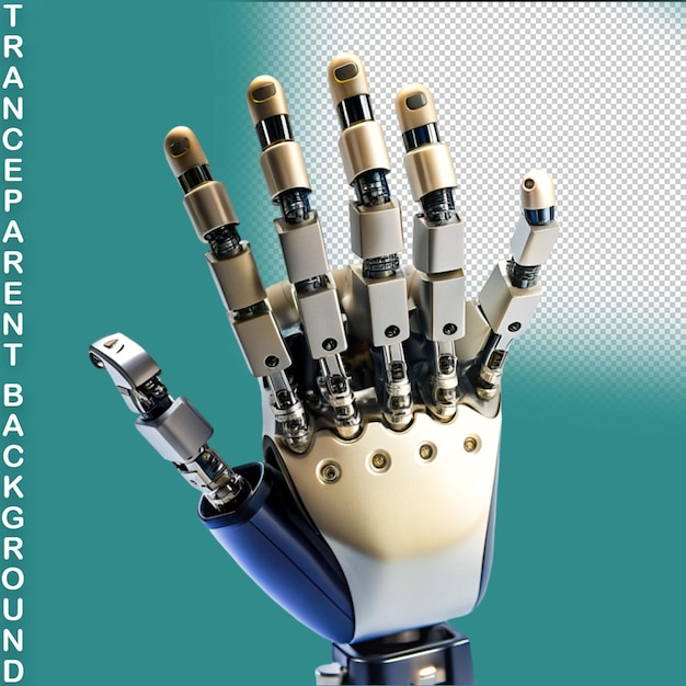 PSD robot hand showing background 3d ai technology side view on transparent background