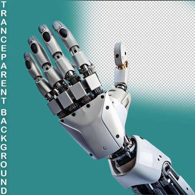 Robot hand showing background 3d ai technology side view on transparent background