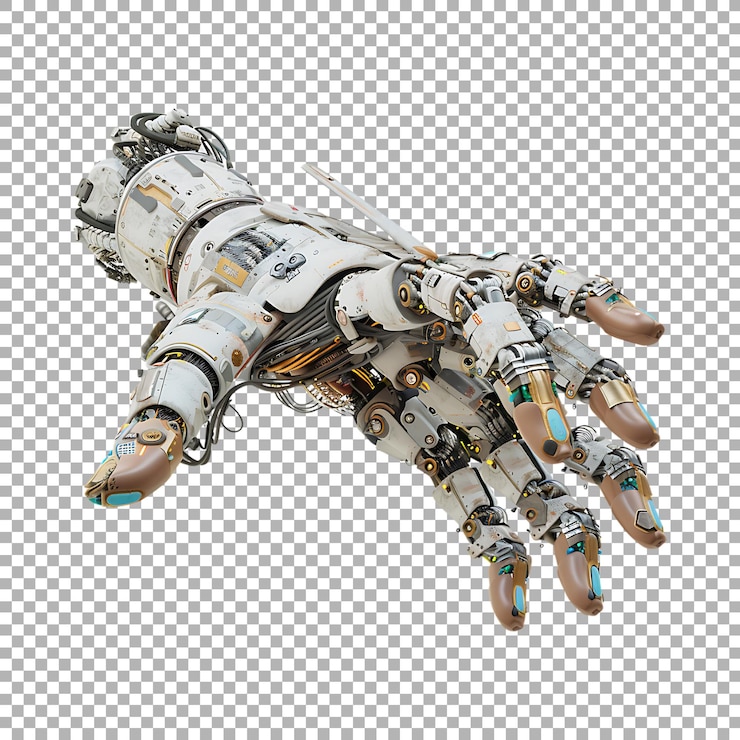 PSD robot hand on transparent background ai generated