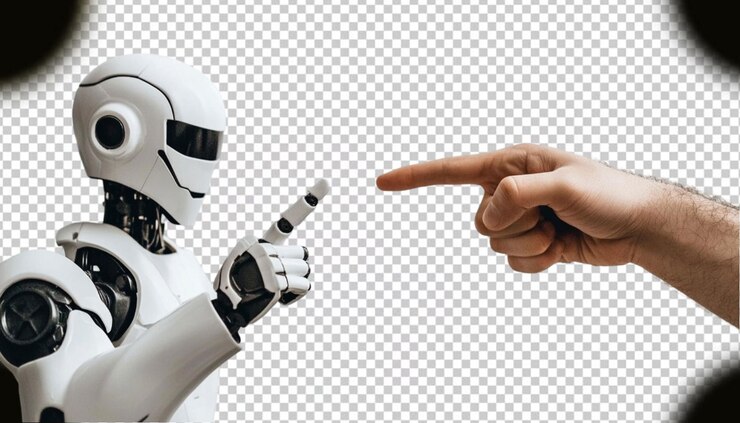PSD robot hand on transparent background
