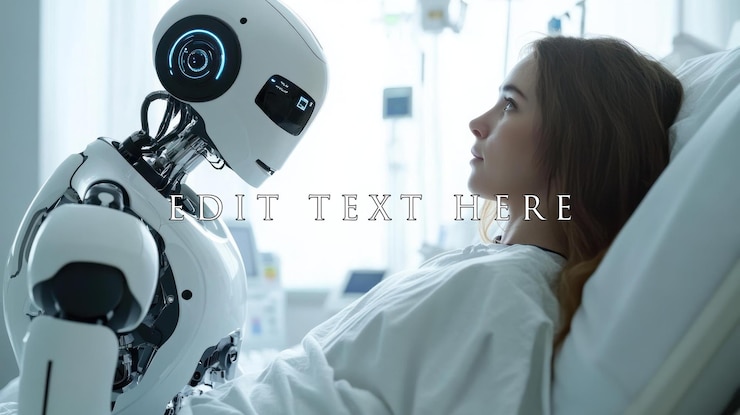 PSD robot interacting with a patient in a hospital bed