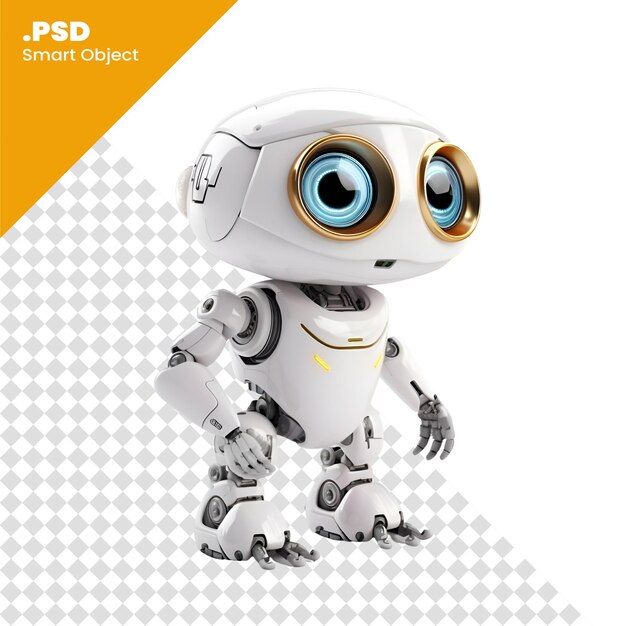 PSD 白い背景に孤立したロボット 3dレンダリング 漫画キャラクター psdテンプレート