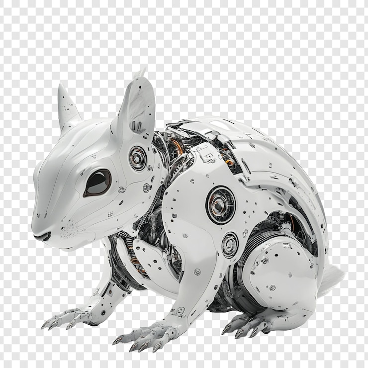 PSD a robot made of metal and plastic with a white robot on it