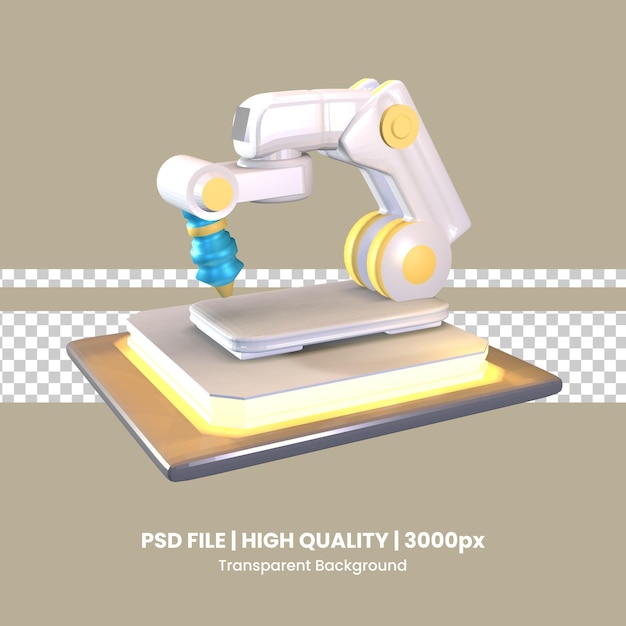 Robot przemysłowy ikona 3D renderowane na białym tle na przezroczystym tle