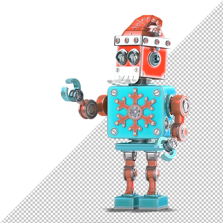 PSD robot santa pointing at invisible object