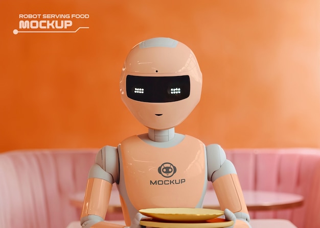 PSD robot serving food and drinks mockup