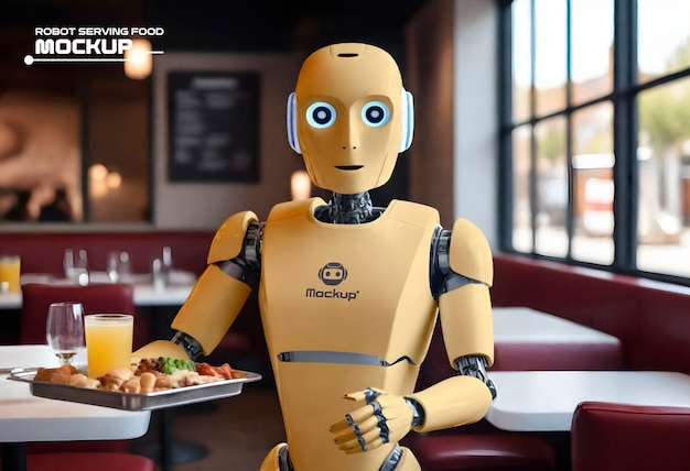 PSD robot serving food and drinks mockup