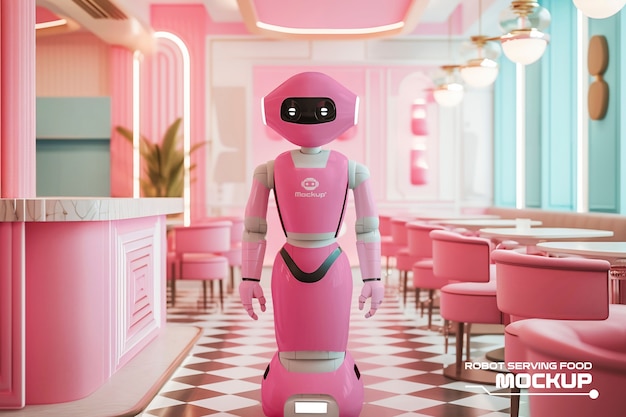 PSD robot serving food and drinks mockup