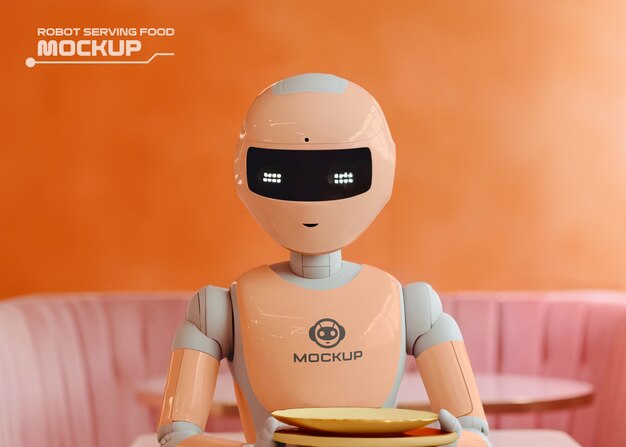 PSD robot serving food and drinks mockup