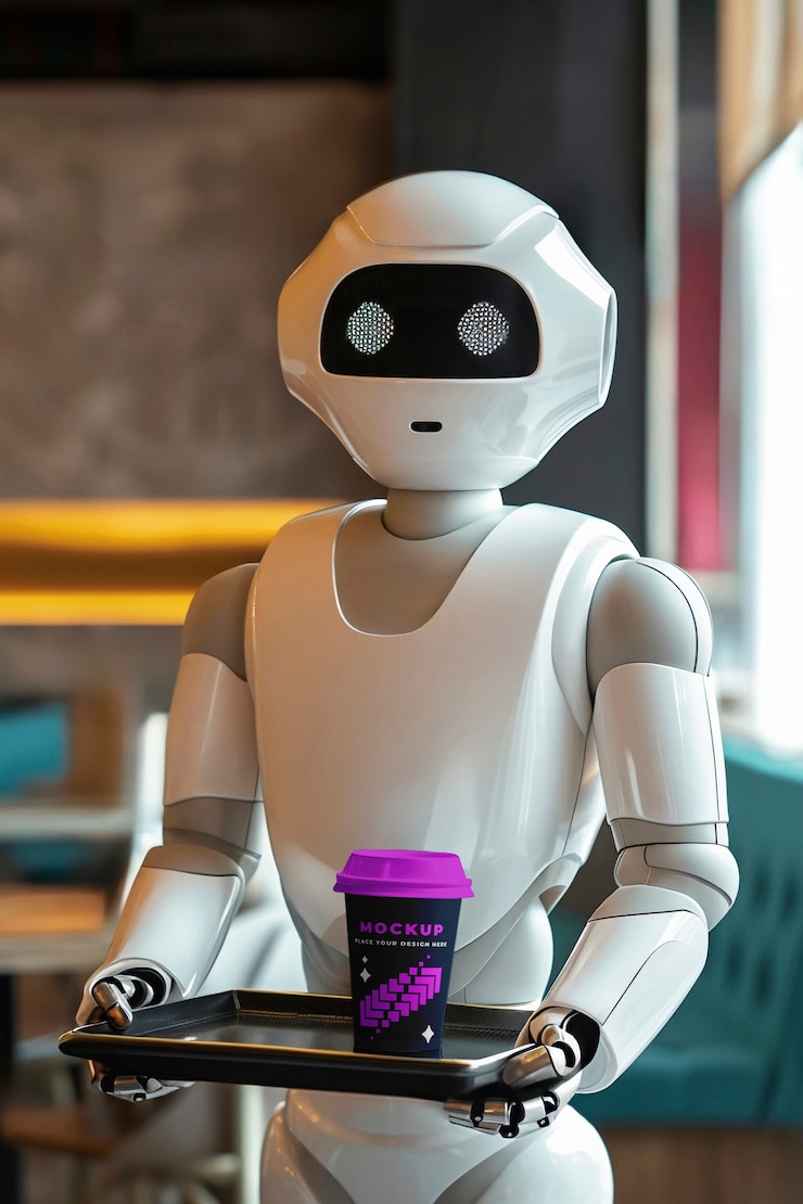 PSD robot serving food and drinks mockup