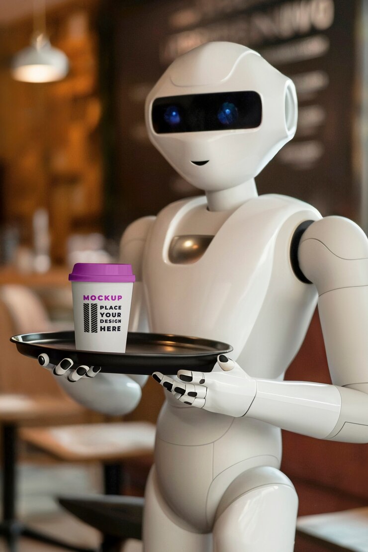 PSD robot serving food and drinks mockup