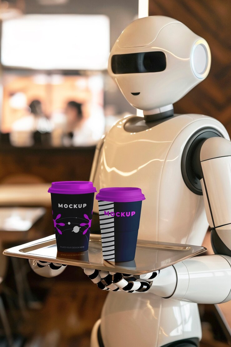 PSD robot serving food and drinks mockup