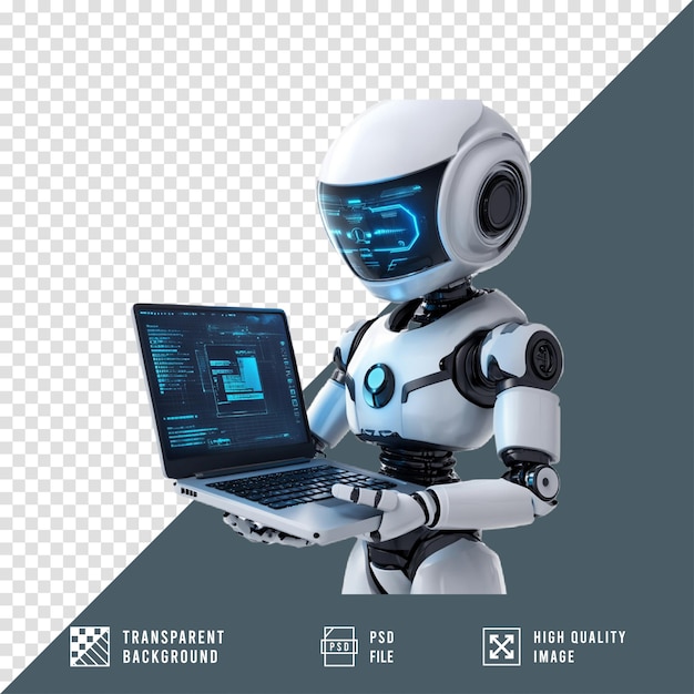 Robot som använder en laptop