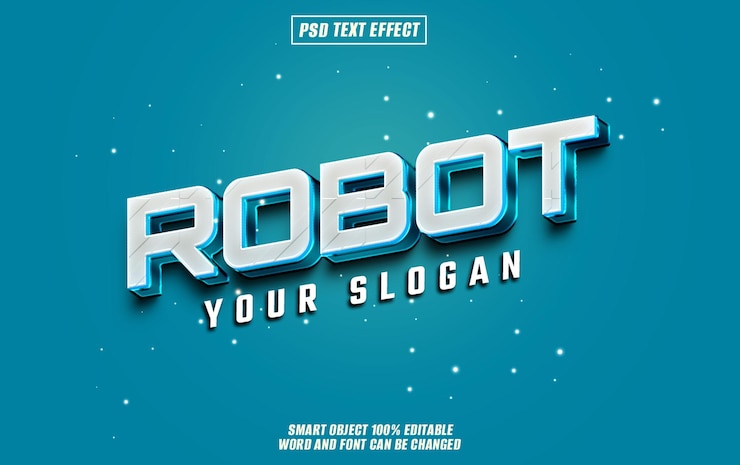 PSD robot text effect font editable typography 3d text