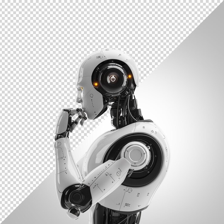 PSD a robot with a black head and a white background with a black and white background