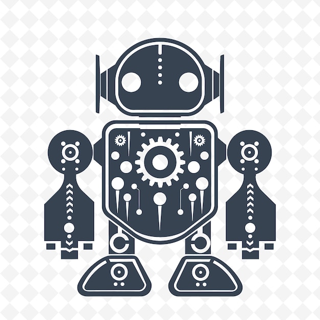 PSD a robot with gears and a robot on a white background
