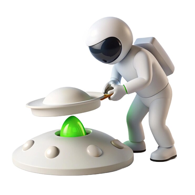PSD a robot with a green light on his head and the word robot on the bottom