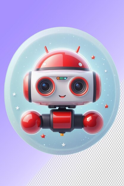 PSD a robot with a red nose and a blue background with stars