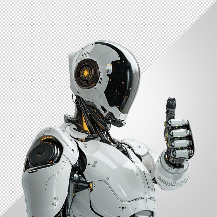 PSD robot with a thumbs up gesture on its right hand png