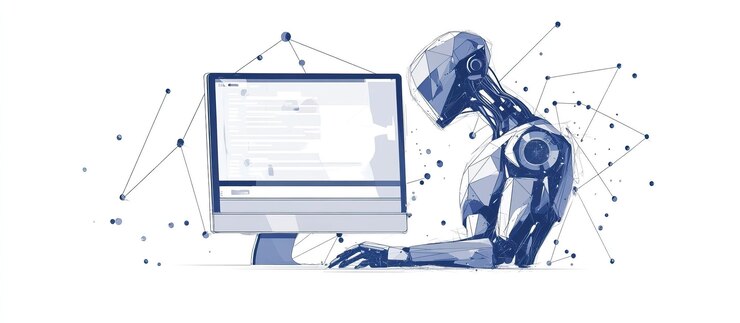 PSD robot working on computer