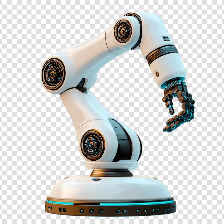 PSD robotic arm advanced technology future automation white black blue