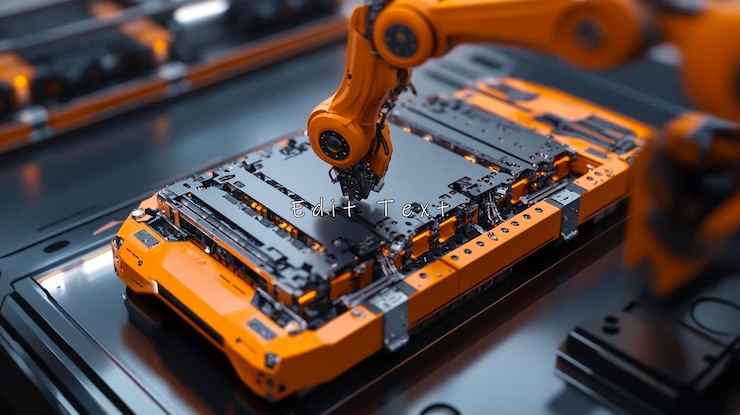 PSD robotic arm assembling electronic component on circuit board