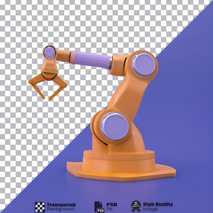 PSD robotic arm icon isolated on transparent background