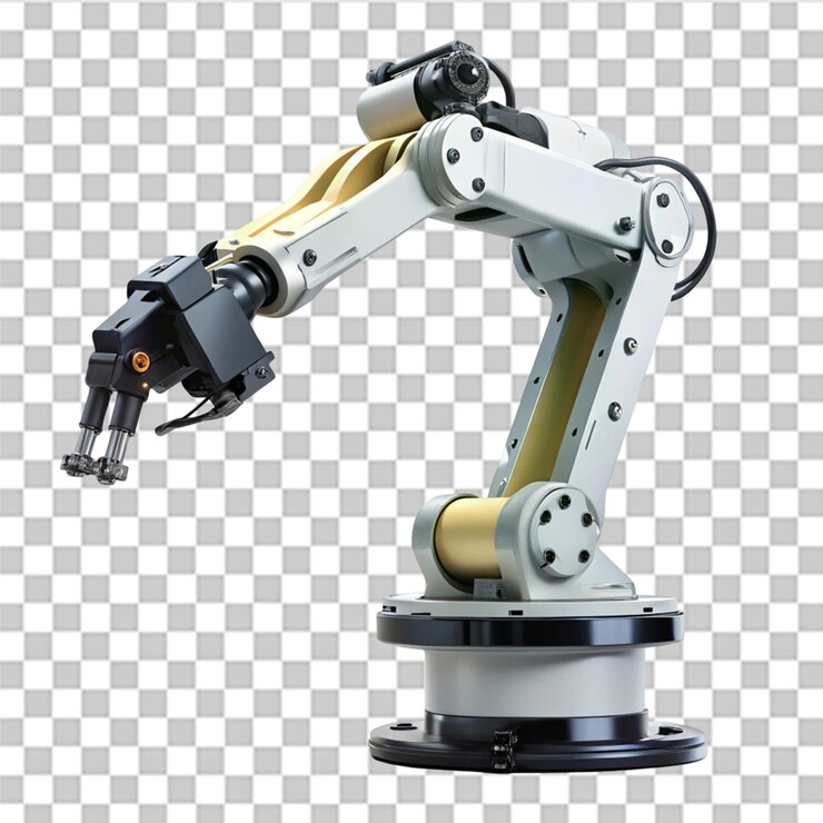PSD robotic arm isolated on transparent background