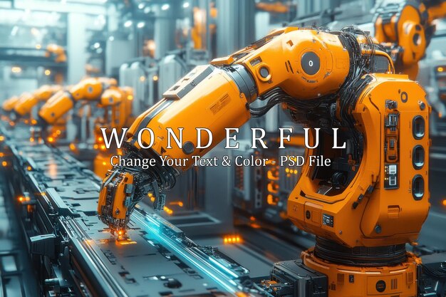 Robotic arms on an assembly line working in a modern factory