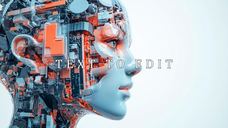 PSD robotic female head profile ai futuristic technology cyborg