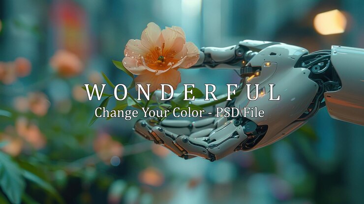 PSD robotic hand holding a flower