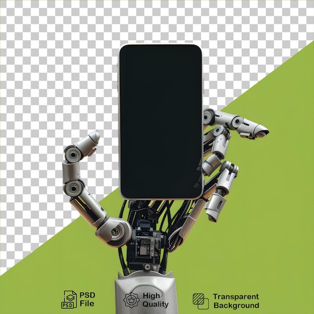 PSD robotic hand houdende telefoon op transparante achtergrond inclusief png-bestand