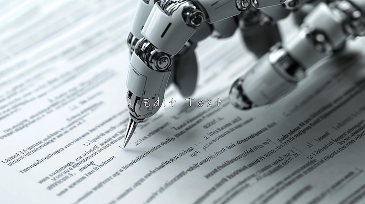 PSD robotic hand signing a document