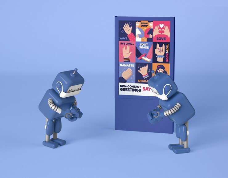 PSD robots demonstrating non-contact greetings