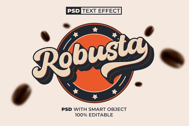 Robusta text effect retro style editable text effect