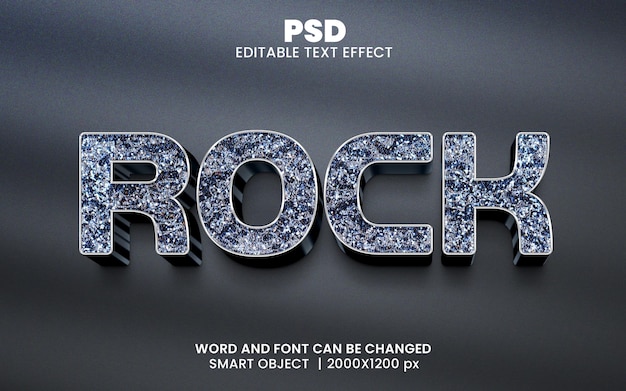 PSD 背景付きのロック 3 d 編集可能な photoshop テキスト効果スタイル