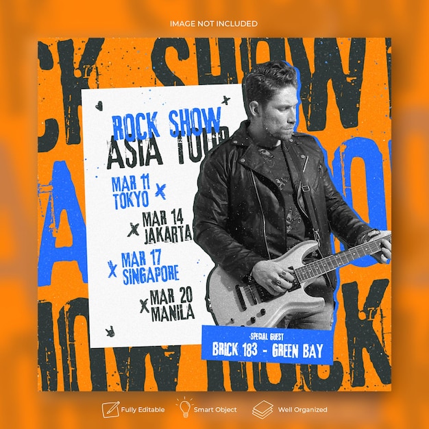 PSD rock band tour flyer poster instagram web banner template
