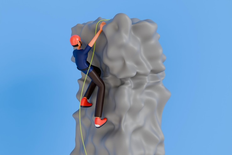 PSD иллюстрация скалолазания в 3d