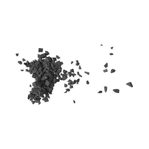 PSD rock debris isolated transparent background 3d rendering