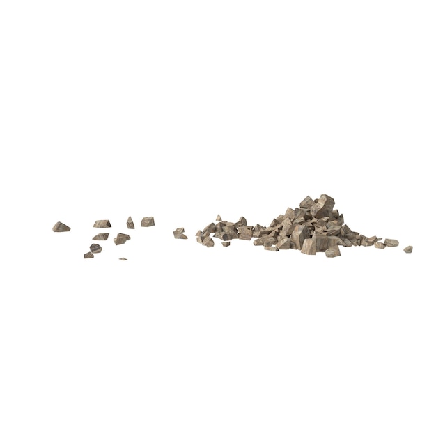 PSD rock debris isolated transparent background 3d rendering